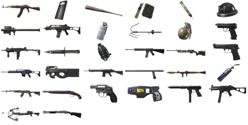 Una muestra del arsenal de armas y objetos que podremos utilizar en el juego