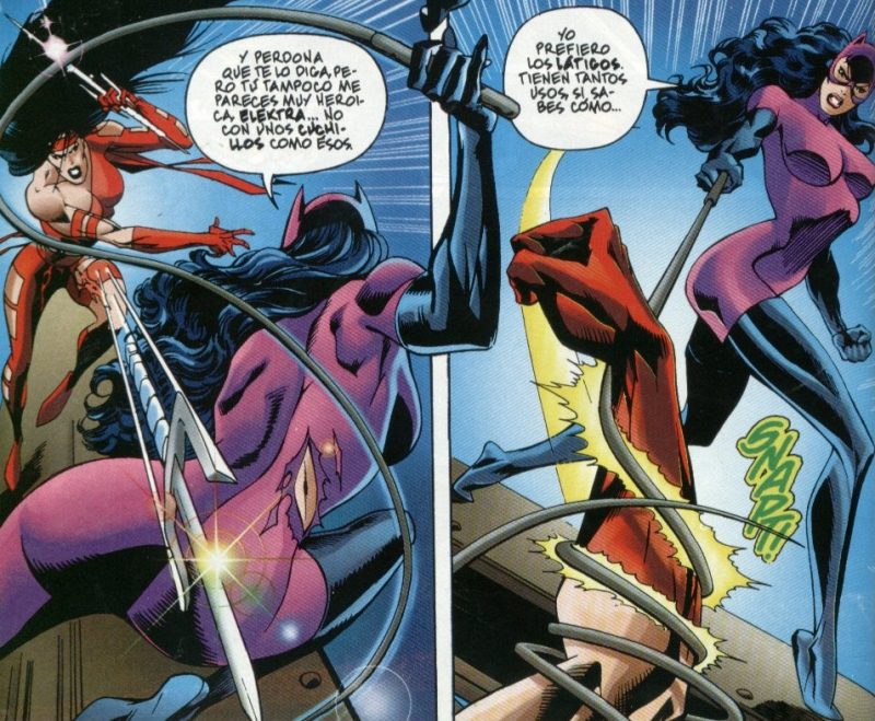 Combate entre Elektra y Catwoman