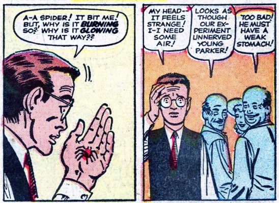 Peter Parker tras recibir la picadura de la araña que le otorgó sus poderes