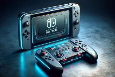 Imagen generada por IA de cómo sería la Nintendo Switch 2 con características futuristas