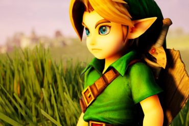 Imagen de Link en un campo abierto, de The Legend of Zelda Ocarina of Time - Juegos de Nintendo 64 en 4k
